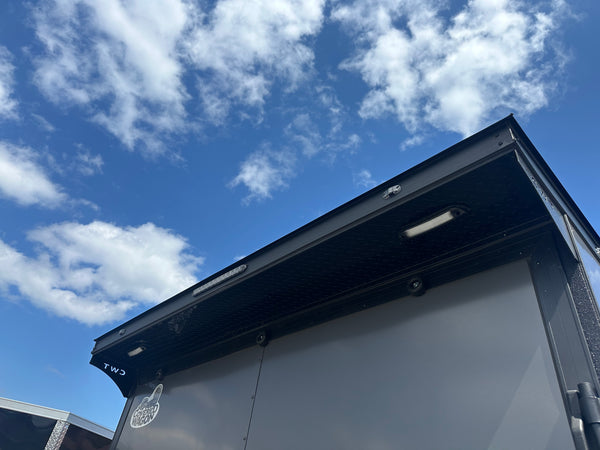 Enclosed Car Hauler Trailer 8.5'x24'+2'V Charcoal BLACK OUT