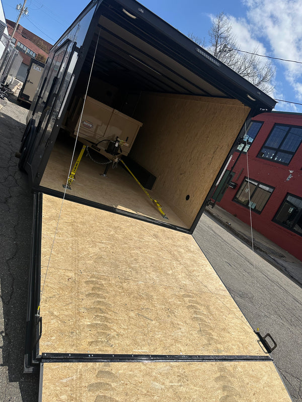 Enclosed Car Hauler Trailer 8.5'x24'+2'V Charcoal BLACK OUT