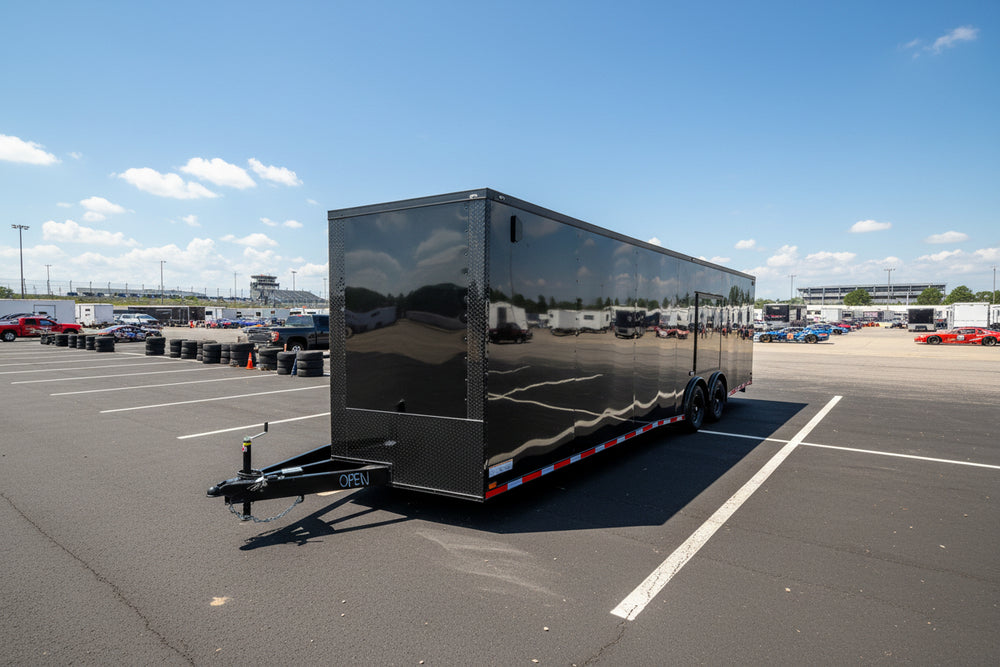 Panther Cargo Trailers  Car Trailer 8.5'x28' 10k Car Hauler Black Panther Cargo Trailers