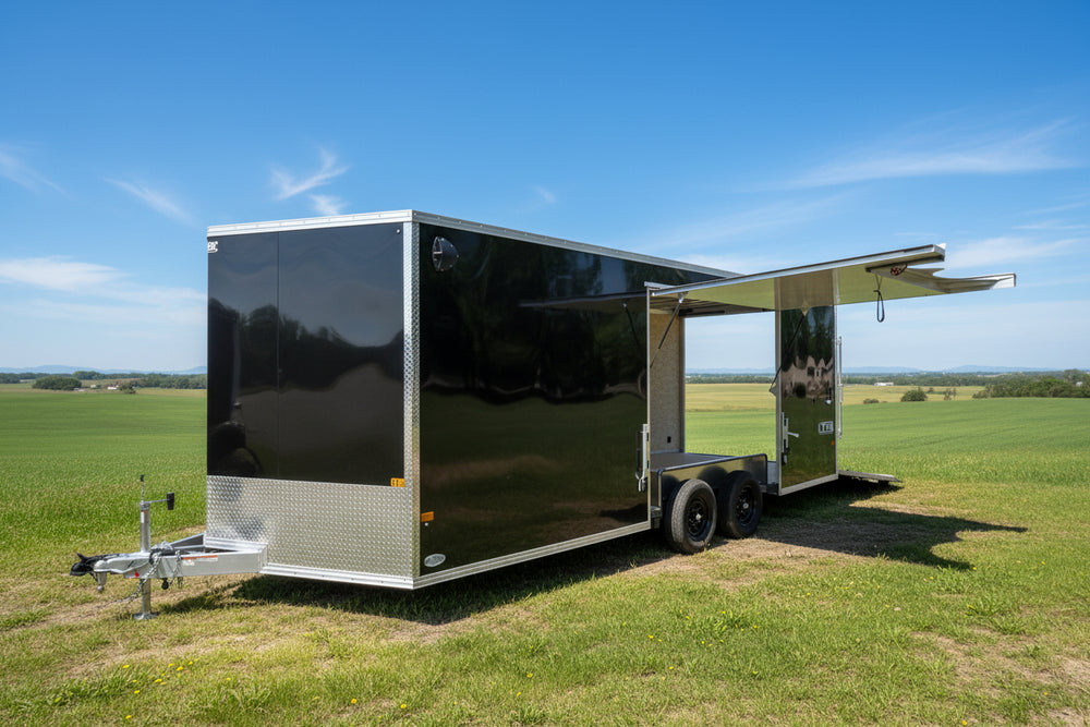 Enclosed Car Hauler Trailer 8.5'x20' V-Nose Black Ramp Xpress Aluminum Xpress Trailers