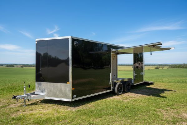 Enclosed Car Hauler Trailer 8.5'x20' V-Nose Black Ramp Xpress Aluminum Xpress Trailers