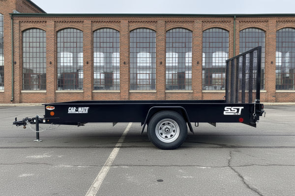 2026 Car Mate Open Utility Trailer 6' X12' Black Solid Sided Car Mate Trailers
