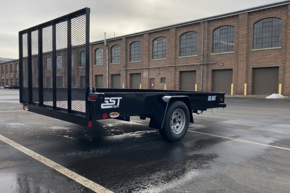2026 Car Mate Open Utility Trailer 6' X12' Black Solid Sided Car Mate Trailers