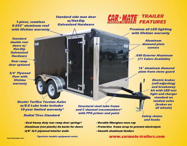 Car Mate Enclosed Contractor Trailer 7'x14' BLK BARN 7000 GVWR 6" Extra Height