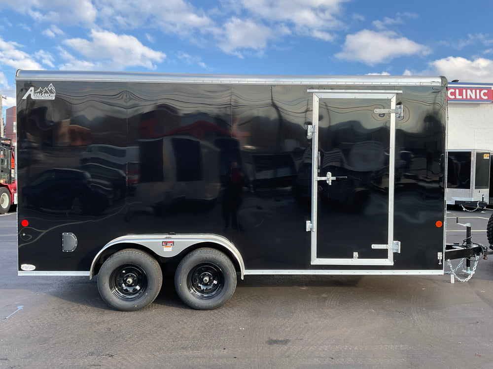 Enclosed Cargo Trailer 7'x16' BLACK RAMP Car Mate Sloped V-Nose 7' Interior