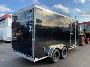 Enclosed Cargo Trailer 7'x16' BLACK RAMP Car Mate Sloped V-Nose 7' Interior Car Mate Trailers