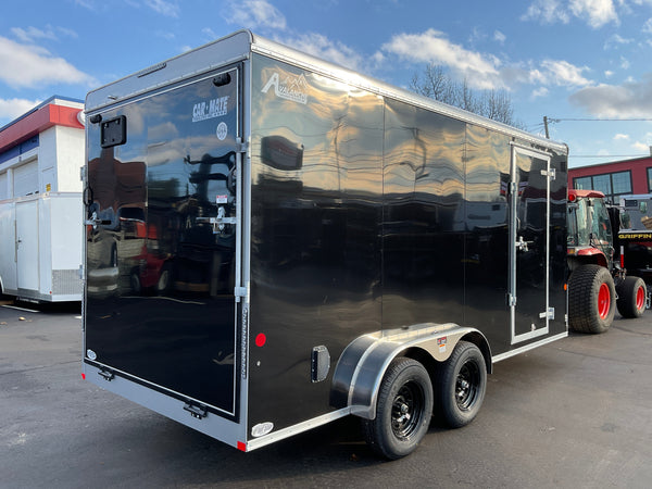 Enclosed Cargo Trailer 7'x16' BLACK RAMP Car Mate Sloped V-Nose 7' Interior Car Mate Trailers