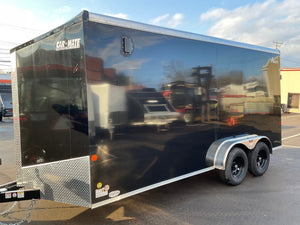 Enclosed Cargo Trailer 7'x16' BLACK RAMP Car Mate Sloped V-Nose 7' Interior Car Mate Trailers