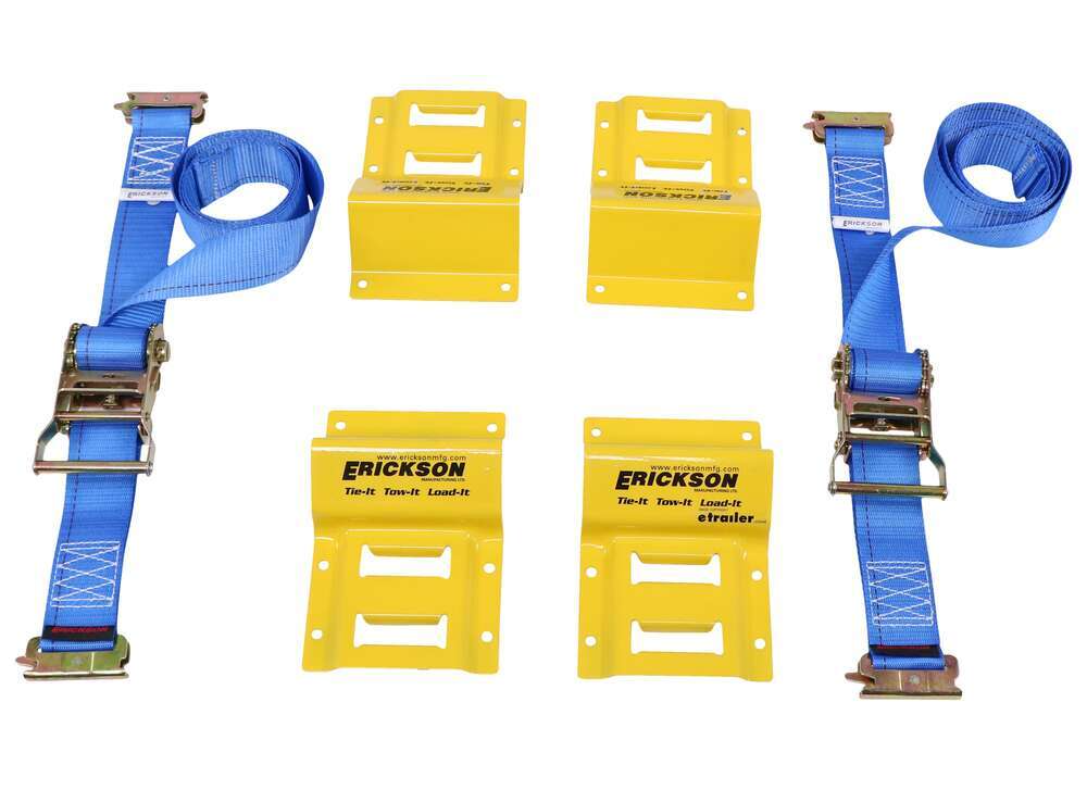 Erickson ATV E Track Tie-Down Kit w/ Ratchet Straps and Wheel Chocks - 1,500 lbs