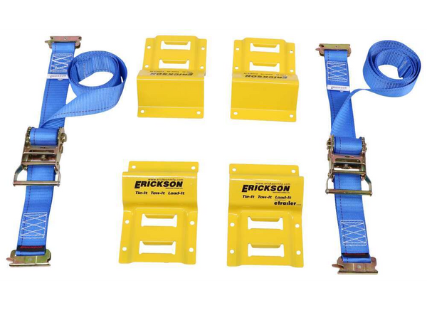 Erickson ATV E Track Tie-Down Kit w/ Ratchet Straps and Wheel Chocks - 1,500 lbs