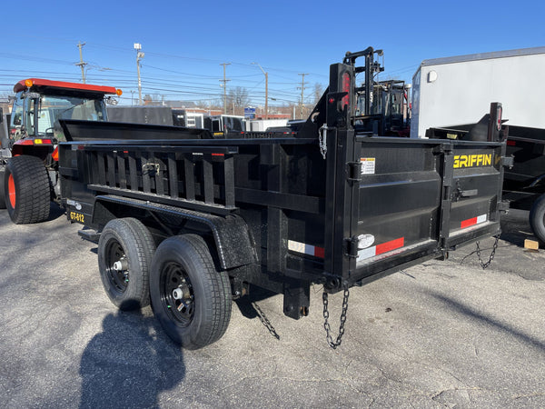 Griffin Dump Trailer 6'x12' BLACK 9990 Gvwr Twin Piston, Ramps