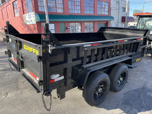 Griffin Dump Trailer 6'x12' BLACK 9990 Gvwr Twin Piston, Ramps