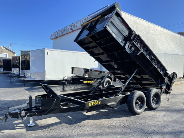 Griffin Dump Trailer 6'x12' BLACK 9990 Gvwr Twin Piston, Ramps
