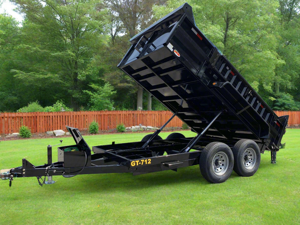 Griffin Dump Trailer 83"x12' Black 12,000 GVWR With Tarp Kit