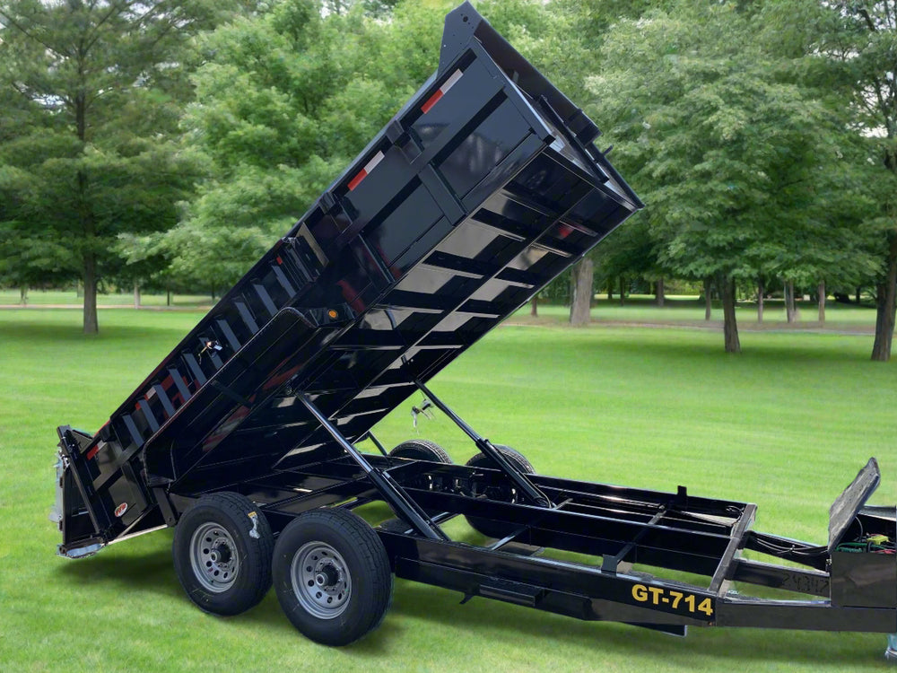 Griffin Dump Trailer 83"x14' Black 14K GVWR with Ramps With Tarp Kit