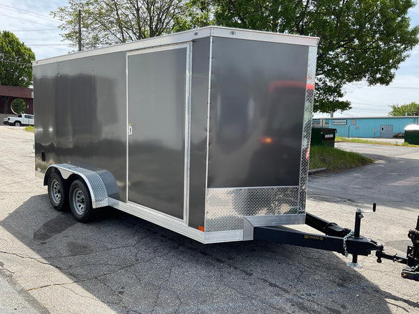 Enclosed Cargo Trailer 7'x14'+2'V Charcoal RAMP Covered Wagon Covered Wagon Trailers