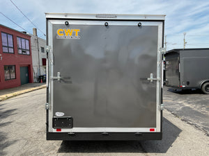 Enclosed Cargo Trailer 7'x14'+2'V Charcoal RAMP Covered Wagon Covered Wagon Trailers