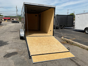 Enclosed Cargo Trailer 7'x14'+2'V Charcoal RAMP Covered Wagon Covered Wagon Trailers