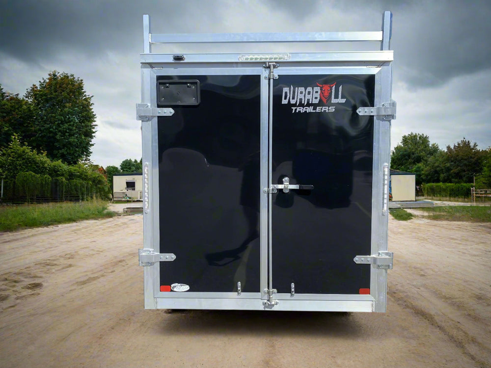 Aluminum Durabull Enclosed Contractor 7'x16'+2'V Barn Door
