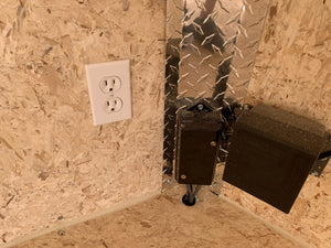 Enclosed Contractor 7.5'x16'+2'V Black Barn Door DuraBull Aluminum 6'6" Interior Elite