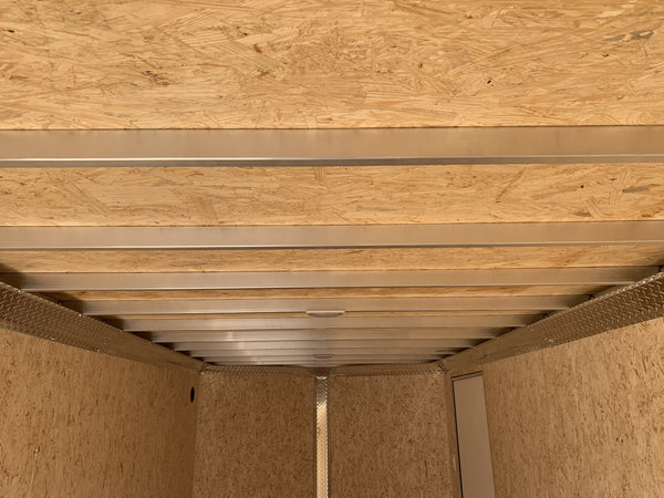 Enclosed Contractor 7.5'x16'+2'V Black Barn Door DuraBull Aluminum 6'6" Interior Elite