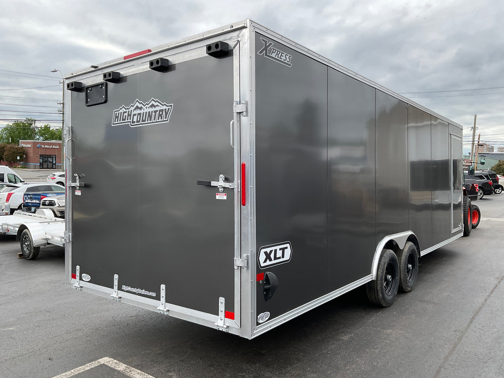 Enclosed Car Hauler Trailer 8.5'x24' V-Nose Charcoal Ramp High Country Aluminum XLT