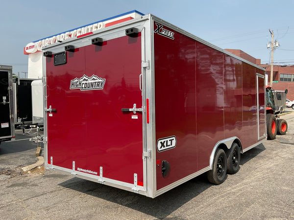 Enclosed Car Hauler Trailer 8.5'x20' V-Nose Brandi-Wine Ramp High Country Aluminum High Country Trailers