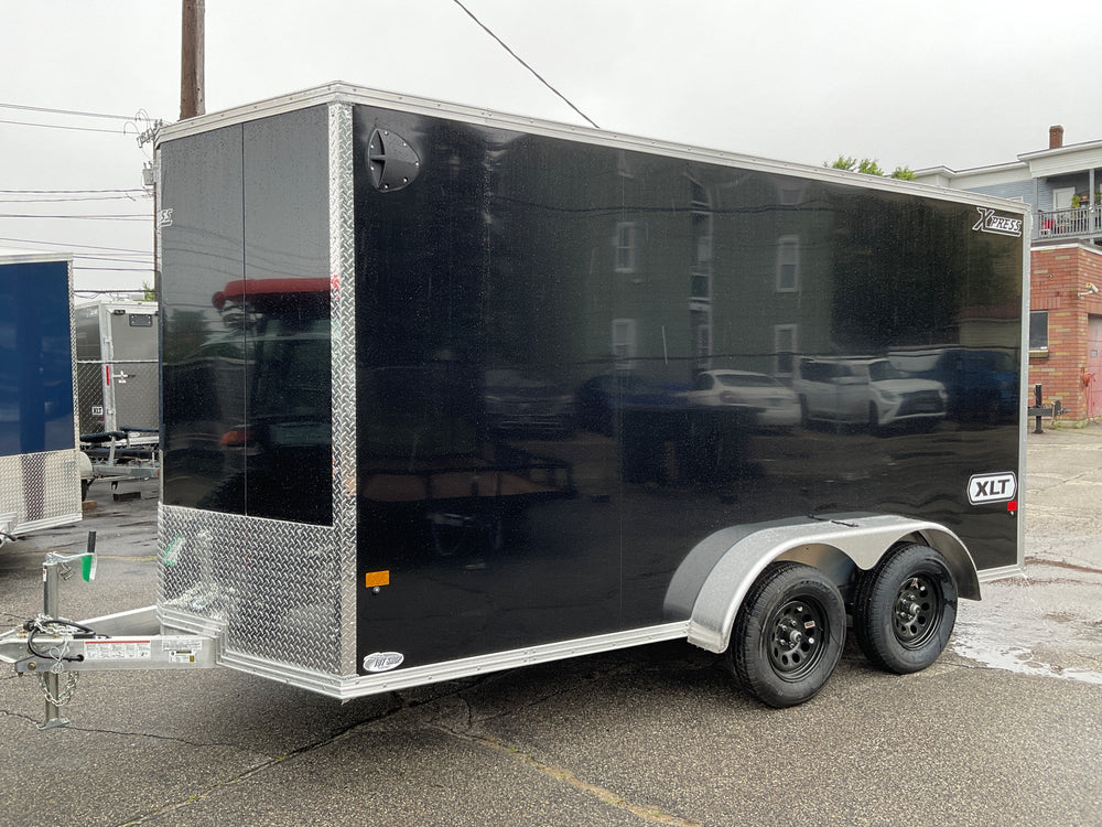 Enclosed Aluminum Cargo Trailer 7’x14′ Black RAMP Alcom Xpress XLT Pro Series 6" up