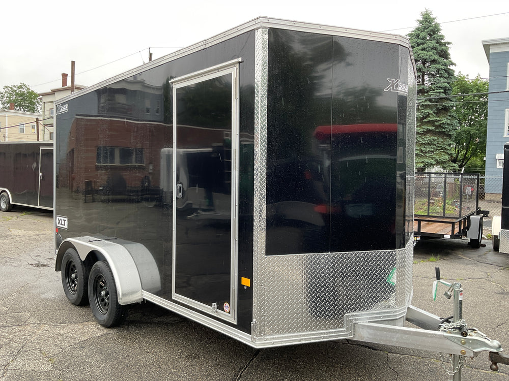 Enclosed Aluminum Cargo Trailer 7’x14′ Black RAMP Alcom Xpress XLT Pro Series 6" up