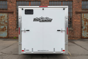 Enclosed Aluminum Cargo Trailer 7’x14′ White RAMP Alcom Xpress XLT Pro Series High Country Trailers