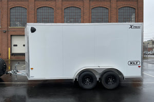 Enclosed Aluminum Cargo Trailer 7’x14′ White RAMP Alcom Xpress XLT Pro Series High Country Trailers