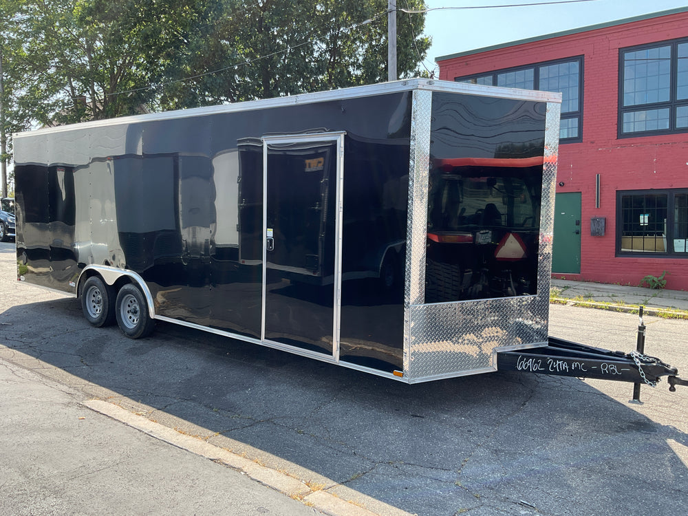 Panther Cargo Trailers  Car Trailer 8.5'x24' 7k Ramp Door Black TTT and 6"up