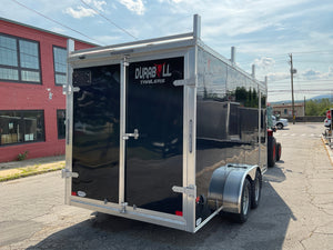 Aluminum Durabull Enclosed Contractor 7'x16'+2'V Barn Door with Ramps DuraBull Trailers