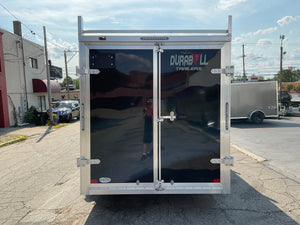 Aluminum Durabull Enclosed Contractor 7'x16'+2'V Barn Door with Ramps DuraBull Trailers