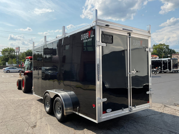 Aluminum Durabull Enclosed Contractor 7'x16'+2'V Barn Door with Ramps DuraBull Trailers