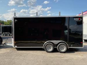 Aluminum Durabull Enclosed Contractor 7'x16'+2'V Barn Door with Ramps DuraBull Trailers