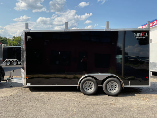 Aluminum Durabull Enclosed Contractor 7'x16'+2'V Barn Door with Ramps DuraBull Trailers