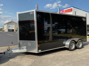 Aluminum Durabull Enclosed Contractor 7'x16'+2'V Barn Door with Ramps DuraBull Trailers