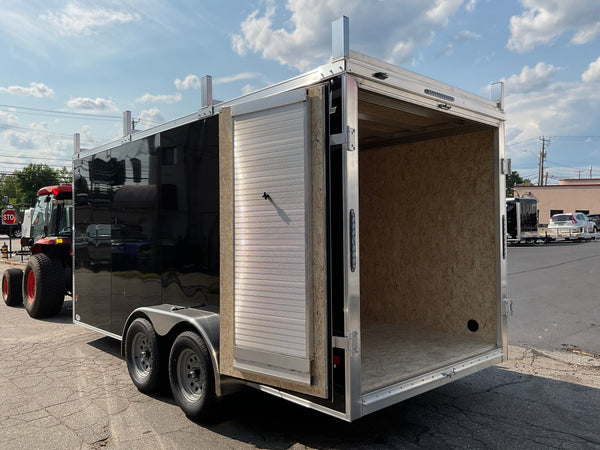 Aluminum Durabull Enclosed Contractor 7'x16'+2'V Barn Door with Ramps DuraBull Trailers