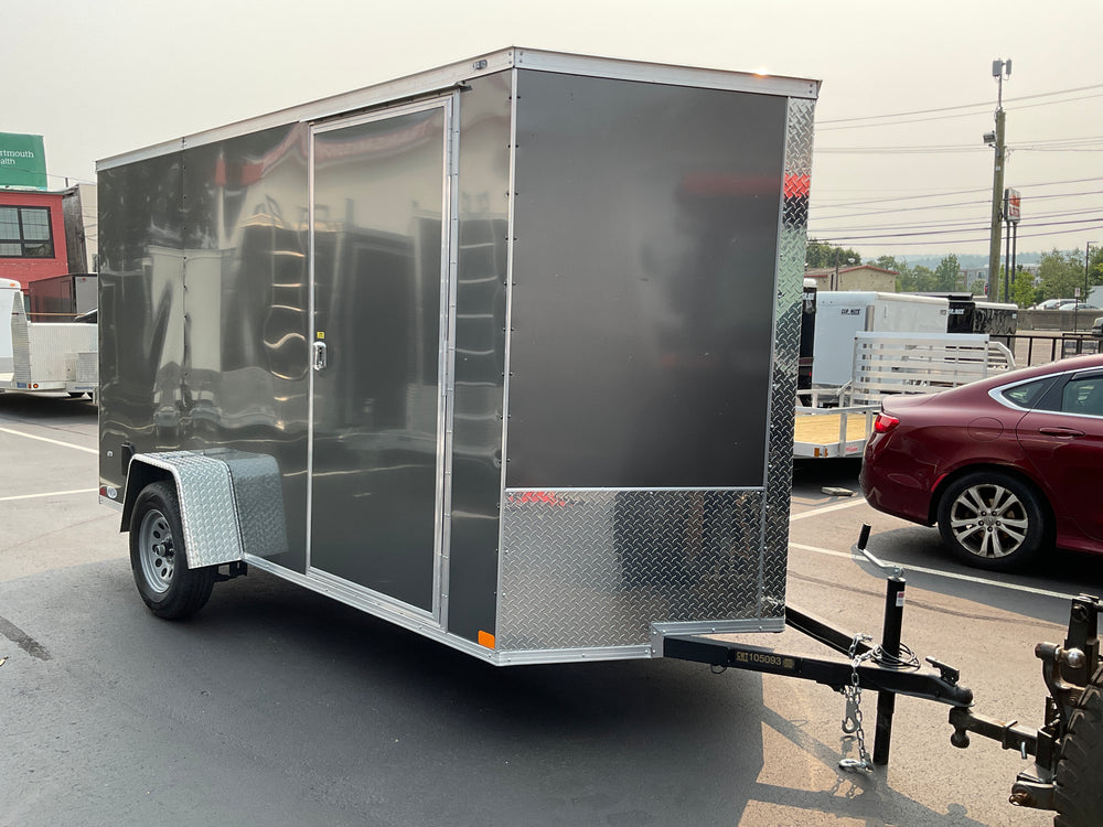 Enclosed Cargo Trailer 6'x12'+2'V Charcoal RAMP Covered Wagon
