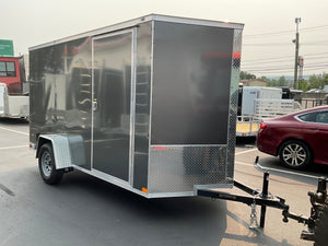 Enclosed Cargo Trailer 6'x12'+2'V Charcoal RAMP Covered Wagon Covered Wagon Trailers