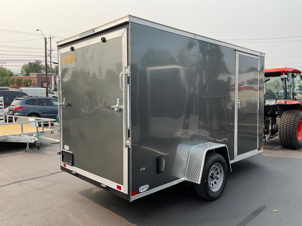 Enclosed Cargo Trailer 6'x12'+2'V Charcoal RAMP Covered Wagon