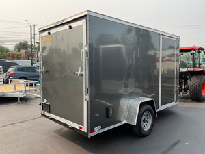 Enclosed Cargo Trailer 6'x12'+2'V Charcoal RAMP Covered Wagon Covered Wagon Trailers