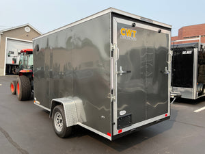 Enclosed Cargo Trailer 6'x12'+2'V Charcoal RAMP Covered Wagon Covered Wagon Trailers