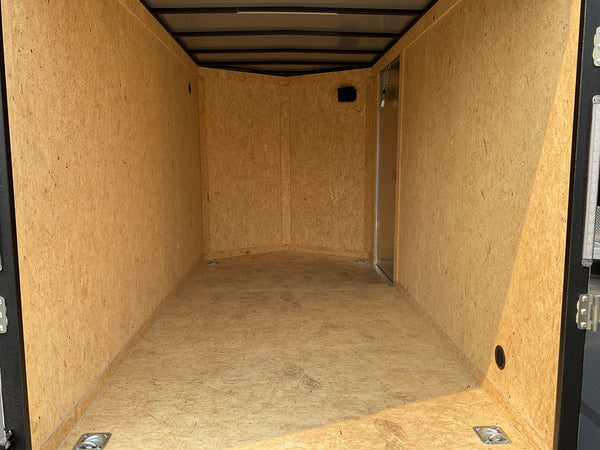 Enclosed Cargo Trailer 6'x12'+2'V Charcoal RAMP Covered Wagon Covered Wagon Trailers