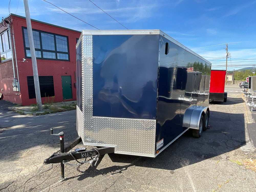 Panther Cargo Trailer Enclosed Cargo Trailer 7'x16' Blue RAMP Dual Axle
