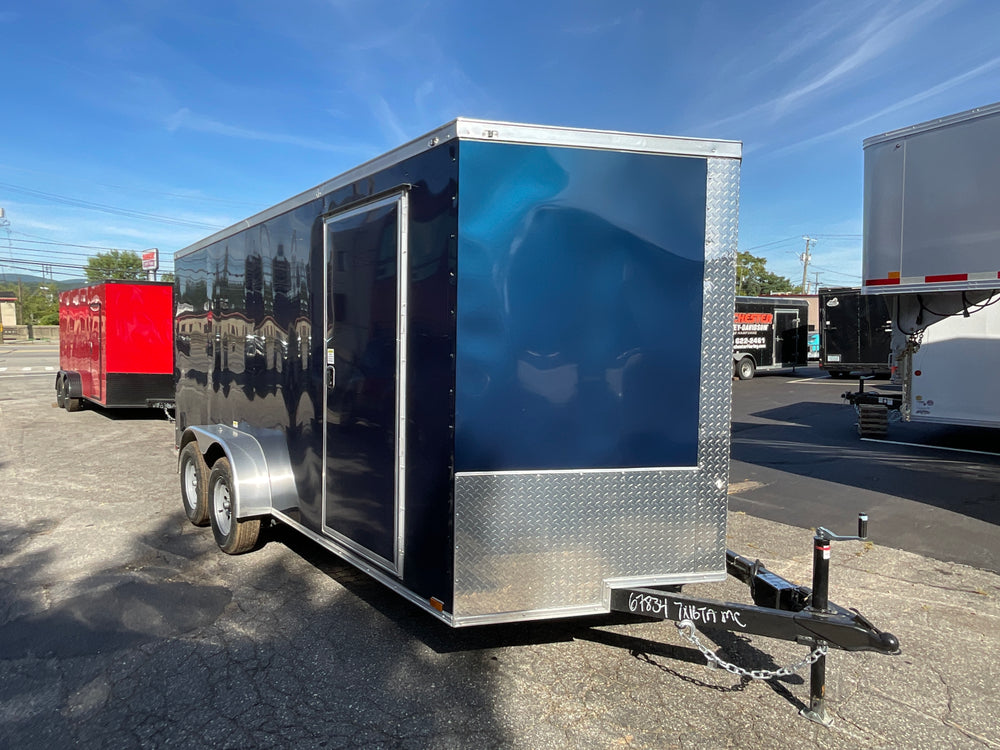 Panther Cargo Trailer Enclosed Cargo Trailer 7'x16' Blue RAMP Dual Axle