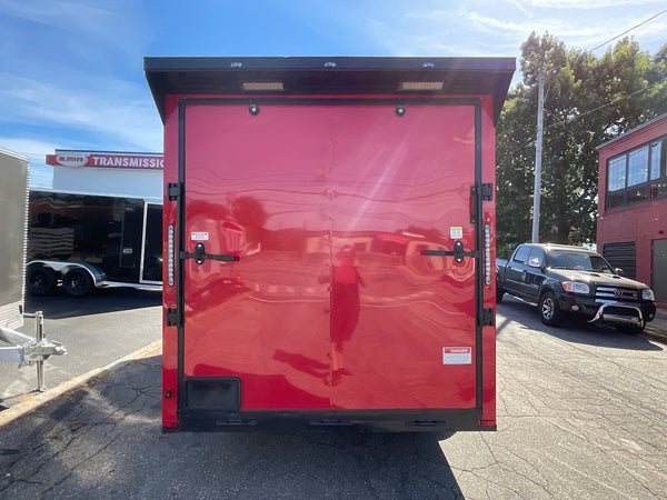 Panther Cargo Trailer Enclosed Cargo Trailer 7'x16' Red RAMP Dual Axle Panther Cargo Trailers