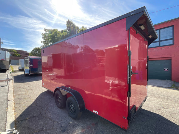 Panther Cargo Trailer Enclosed Cargo Trailer 7'x16' Red RAMP Dual Axle Panther Cargo Trailers