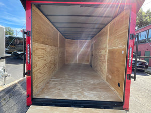 Panther Cargo Trailer Enclosed Cargo Trailer 7'x16' Red RAMP Dual Axle Panther Cargo Trailers